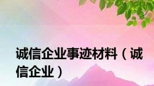 诚信企业事迹材料（诚信企业）