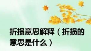 折损意思解释（折损的意思是什么）