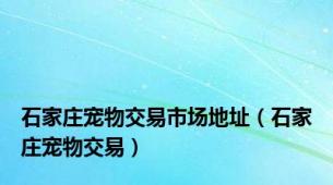 石家庄宠物交易市场地址（石家庄宠物交易）