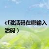 cf激活码在哪输入（cf激活码）