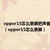 oppor15怎么录屏把声音录上去（oppor15怎么录屏）