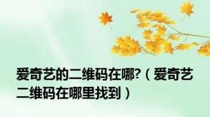 爱奇艺的二维码在哪?（爱奇艺二维码在哪里找到）