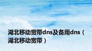 湖北移动宽带dns及备用dns（湖北移动宽带）