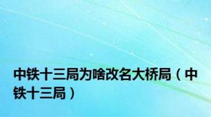 中铁十三局为啥改名大桥局（中铁十三局）