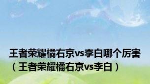 王者荣耀橘右京vs李白哪个厉害（王者荣耀橘右京vs李白）