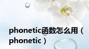 phonetic函数怎么用（phonetic）