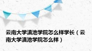 云南大学滇池学院怎么样学长（云南大学滇池学院怎么样）