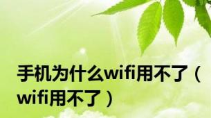 手机为什么wifi用不了（wifi用不了）