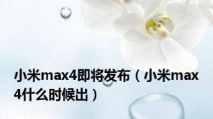 小米max4即将发布（小米max4什么时候出）