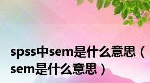 spss中sem是什么意思（sem是什么意思）