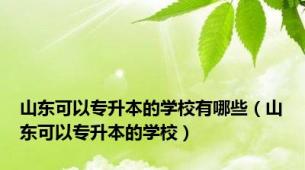 山东可以专升本的学校有哪些（山东可以专升本的学校）