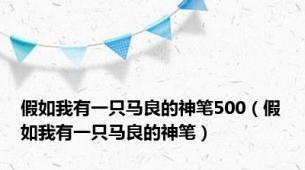 假如我有一只马良的神笔500（假如我有一只马良的神笔）