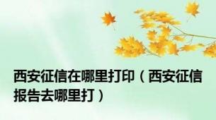 西安征信在哪里打印（西安征信报告去哪里打）