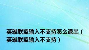 英雄联盟输入不支持怎么退出（英雄联盟输入不支持）