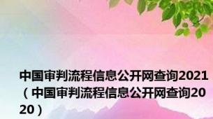 中国审判流程信息公开网查询2021（中国审判流程信息公开网查询2020）