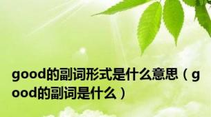 good的副词形式是什么意思（good的副词是什么）