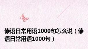 傣语日常用语1000句怎么说（傣语日常用语1000句）