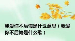 我爱你不后悔是什么意思（我爱你不后悔是什么歌）