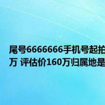 尾号6666666手机号起拍价113万 评估价160万归属地是上海