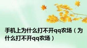 手机上为什么打不开qq农场（为什么打不开qq农场）