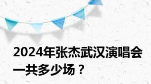 2024年张杰武汉演唱会一共多少场？