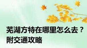 芜湖方特在哪里怎么去？附交通攻略