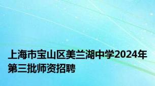 上海市宝山区美兰湖中学2024年第三批师资招聘