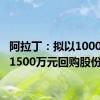 阿拉丁：拟以1000万元-1500万元回购股份