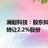 澜起科技：股东拟询价转让2.2%股份