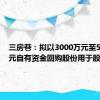 三房巷：拟以3000万元至5000万元自有资金回购股份用于股权激励