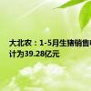 大北农：1-5月生猪销售收入累计为39.28亿元