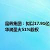 昆药集团：拟以17.91亿元收购华润圣火51%股权