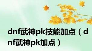 dnf武神pk技能加点（dnf武神pk加点）