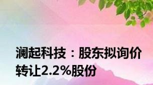 澜起科技：股东拟询价转让2.2%股份