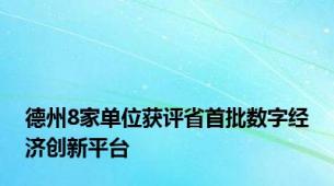 德州8家单位获评省首批数字经济创新平台