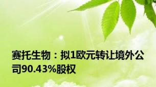 赛托生物：拟1欧元转让境外公司90.43%股权