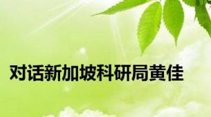 对话新加坡科研局黄佳