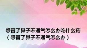 感冒了鼻子不通气怎么办吃什么药（感冒了鼻子不通气怎么办）