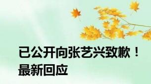 已公开向张艺兴致歉！最新回应