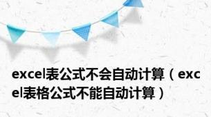 excel表公式不会自动计算（excel表格公式不能自动计算）