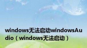 windows无法启动windowsAudio（windows无法启动）