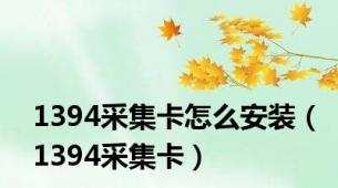 1394采集卡怎么安装（1394采集卡）