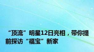 “顶流”明星12日亮相，带你提前探访“福宝”新家