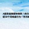 A股贵金属板块领跌！央行结束连续18个月购金行为！各方解读→