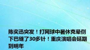 陈奕迅突发！打网球中暑休克晕倒 下巴缝了30多针！重庆演唱会延期到明年