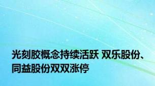 光刻胶概念持续活跃 双乐股份、同益股份双双涨停