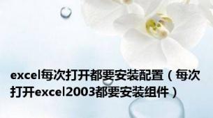 excel每次打开都要安装配置（每次打开excel2003都要安装组件）