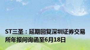 ST三圣：延期回复深圳证券交易所年报问询函至6月18日