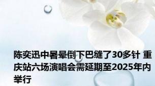 陈奕迅中暑晕倒下巴缝了30多针 重庆站六场演唱会需延期至2025年内举行