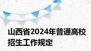 山西省2024年普通高校招生工作规定